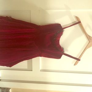 Betsey Johnson crushed red wine mini dress